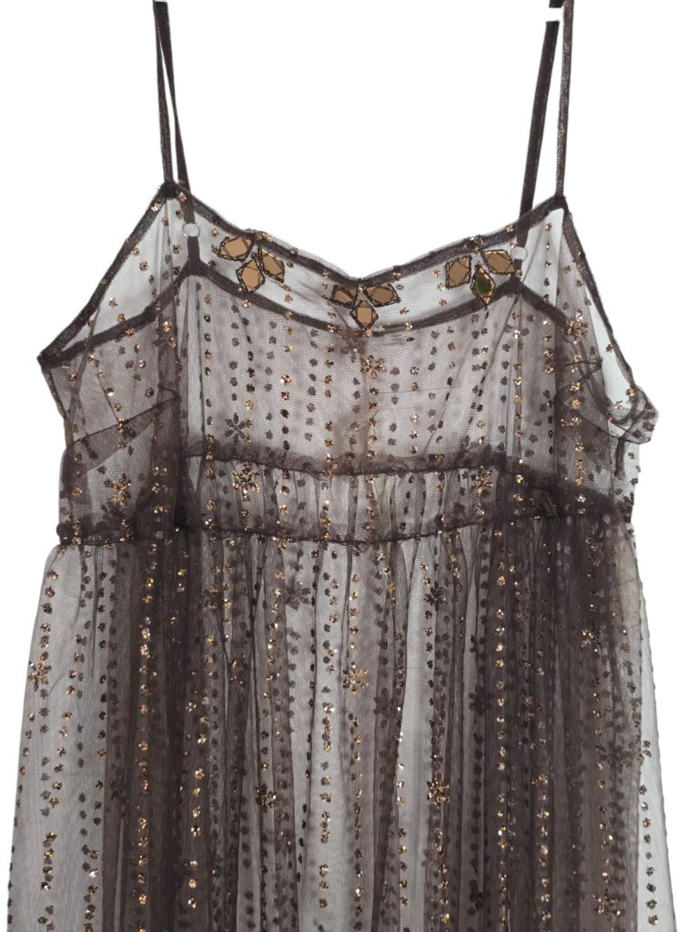 Free People Intimately Shaved Chocolate Brown Sheer Maxi Dress Medium NWT - Picture 10 of 14